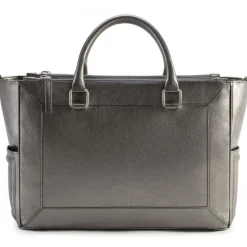Aleksandra Badura - Ladylike Medium Bag - Calfskin Top-Handle Tote Bag - Graphite - Luxury High Quality Leather Bag - Avvenice