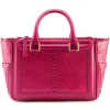 Aleksandra Badura - Ladylike Bag - Calfskin & Python Top-Handle Tote Bag - Fuchsia - Luxury High Quality Leather Bag - Avvenice