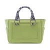 Aleksandra Badura - Ladylike Mini Bag - Calfskin & Python Top-Handle Tote Bag - Lime & Stone - Luxury High Quality Leather Bag - Avvenice