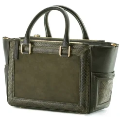 Aleksandra Badura - Ladylike Bag - Calfskin & Python Top-Handle Tote Bag - Olive - Luxury High Quality Leather Bag - Avvenice