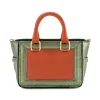 Aleksandra Badura - Ladylike Mini Bag - Calfskin & Python Tote Bag - Tangerine & Green - Luxury High Quality Leather Bag - Avvenice