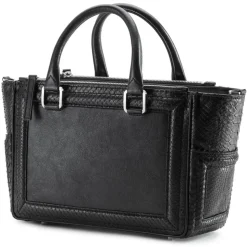 Aleksandra Badura - Ladylike Bag - Goatskin & Python Top-Handle Tote Bag - Onyx - Luxury High Quality Leather Bag - Avvenice