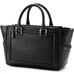 Aleksandra Badura - Ladylike Bag - Goatskin Top-Handle Tote Bag - Onyx - Luxury High Quality Leather Bag - Avvenice