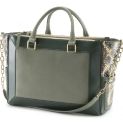Aleksandra Badura - Ladylike Medium Bag - Calfskin & Python Top-Handle Tote Bag - Palm Green - Luxury High Quality Leather Bag - Avvenice