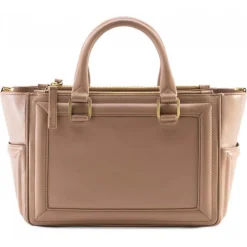 Aleksandra Badura - Ladylike Bag - Calfskin Top-Handle Tote Bag - Nude - Luxury High Quality Leather Bag - Avvenice
