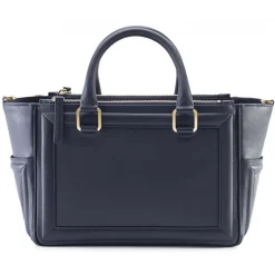 Aleksandra Badura - Ladylike Bag - Calfskin Top-Handle Tote Bag - Midnight Blue - Luxury High Quality Leather Bag - Avvenice