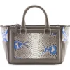 Aleksandra Badura - Ladylike Bag - Calfskin & Python Top-Handle Tote Bag - Grey & Iris - Luxury High Quality Leather Bag - Avvenice