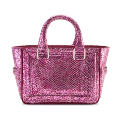 Aleksandra Badura - Ladylike Mini Bag - Python Top-Handle Tote Bag - Crackle Pink - Luxury High Quality Leather Bag - Avvenice