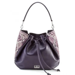 Aleksandra Badura - Lucky Bucket Bag - Bucket Bag in Python - Purple - Luxury High Quality Leather Bag - Avvenice