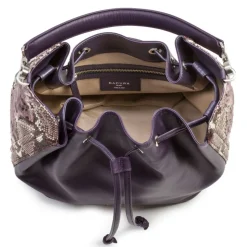 Aleksandra Badura - Lucky Bucket Bag - Bucket Bag in Python - Purple - Luxury High Quality Leather Bag - Avvenice
