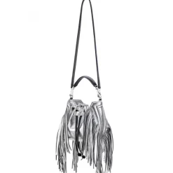 Aleksandra Badura - Lucky Bucket Bag Mini - Fringe Bucket Bag - Silver - Luxury High Quality Leather Bag - Avvenice