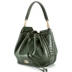 Aleksandra Badura - Lucky Bucket Bag - Bucket Bag in Goat and Eel Leather - Pine Green - Luxury High Quality Leather Bag - Avvenice