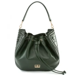 Aleksandra Badura - Lucky Bucket Bag - Bucket Bag in Goat and Eel Leather - Pine Green - Luxury High Quality Leather Bag - Avvenice