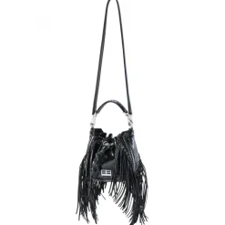 Aleksandra Badura - Lucky Bucket Bag Mini - Fringe Bucket Bag - Onyx - Luxury High Quality Leather Bag - Avvenice