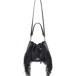 Aleksandra Badura - Lucky Bucket Bag Medium - Fringe Bucket Bag Medium - Onyx - Luxury High Quality Leather Bag - Avvenice