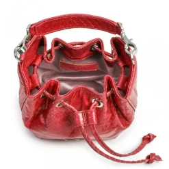 Aleksandra Badura - Lucky Bucket Bag Mini - Bucket Bag in Python - Red - Luxury High Quality Leather Bag - Avvenice