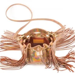 Aleksandra Badura - Lucky Bucket Bag Mini - Fringe Bucket Bag - Holographic - Luxury High Quality Leather Bag - Avvenice
