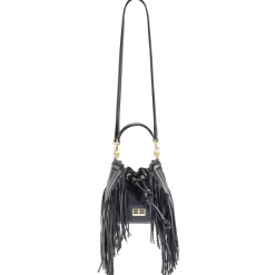 Aleksandra Badura - Lucky Bucket Bag Mini - Fringe Bucket Bag - Black - Luxury High Quality Leather Bag - Avvenice