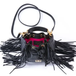 Aleksandra Badura - Lucky Bucket Bag Mini - Fringe Bucket Bag - Black - Luxury High Quality Leather Bag - Avvenice