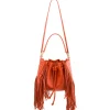 Aleksandra Badura - Lucky Bucket Bag Medium - Fringe Bucket Bag Medium - Tangerine - Luxury High Quality Leather Bag - Avvenice