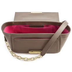 Aleksandra Badura - Luisa Mini Bag - Calfskin & Alligator Shoulder Bag - Plum & Mustard - Luxury High Quality Leather Bag - Avvenice