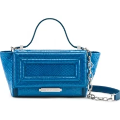 Aleksandra Badura - Luisa Mini Bag - Calfskin & Python Shoulder Bag - Ocean Blue - Luxury High Quality Leather Bag - Avvenice