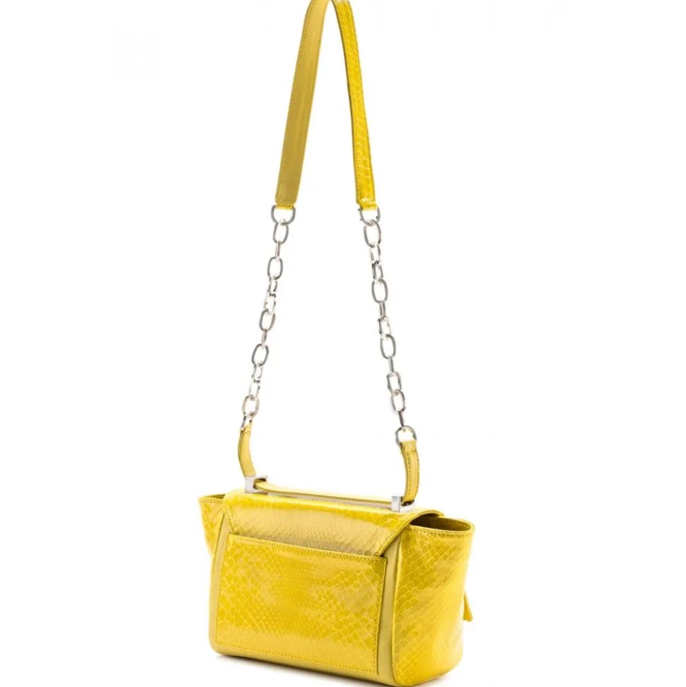 Aleksandra Badura - Luisa Mini Bag - Calfskin & Python Shoulder Bag - Lemon - Luxury High Quality Leather Bag - Avvenice