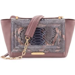 Aleksandra Badura - Luisa Bag - Calfskin & Python Shoulder Bag - Cocoa - Luxury High Quality Leather Bag - Avvenice