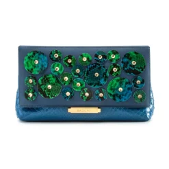 Aleksandra Badura - Luisa Clutch - Calfskin & Python Envelope Clutch - Ocean Blue - Luxury High Quality Leather Bag - Avvenice