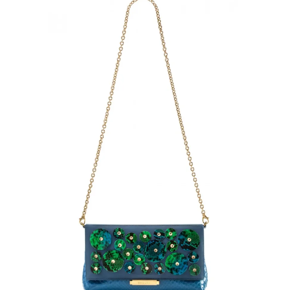 Aleksandra Badura - Luisa Clutch - Calfskin & Python Envelope Clutch - Ocean Blue - Luxury High Quality Leather Bag - Avvenice