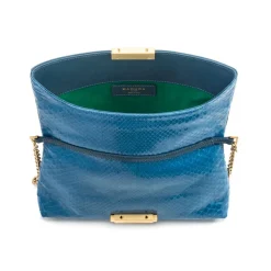 Aleksandra Badura - Luisa Clutch - Calfskin & Python Envelope Clutch - Ocean Blue - Luxury High Quality Leather Bag - Avvenice