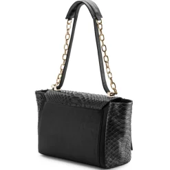 Aleksandra Badura - Luisa Bag - Calfskin & Python Shoulder Bag - Onyx - Luxury High Quality Leather Bag - Avvenice