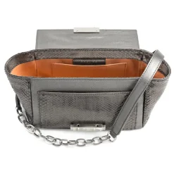 Aleksandra Badura - Luisa Mini Bag - Goatskin & Python Shoulder Bag - Graphite - Luxury High Quality Leather Bag - Avvenice