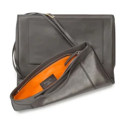 Aleksandra Badura - Privee Clutch - Goatskin Envelope Clutch - Graphite - Luxury High Quality Leather Bag - Avvenice