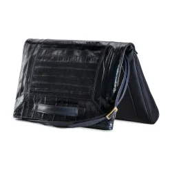 Aleksandra Badura - Privee Clutch - Calfskin & Eel Envelope Clutch - Midnight Blue - Luxury High Quality Leather Bag - Avvenice