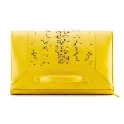 Aleksandra Badura - Privee Clutch - Goatskin Envelope Clutch - Lemon - Luxury High Quality Leather Bag - Avvenice