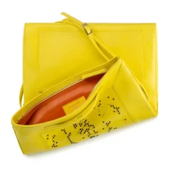 Aleksandra Badura - Privee Clutch - Goatskin Envelope Clutch - Lemon - Luxury High Quality Leather Bag - Avvenice