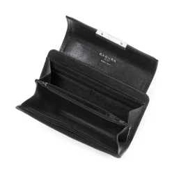 Aleksandra Badura - Small Leather Goods - Continental Wallet in Goatskin - Black - Luxury High Quality - Avvenice