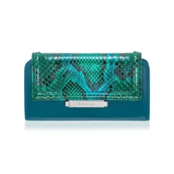 Aleksandra Badura - Small Leather Goods - Continental Wallet in Python & Calfskin - Rose Quartz - Luxury High Quality - Avvenice