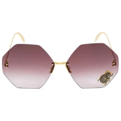 Alexander McQueen - Beetle Jeweled Sunglasses - Gold Brown - Alexander McQueen Eyewear - Avvenice