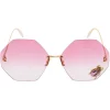 Alexander McQueen - Beetle Jeweled Hexagonal Sunglasses - Gold Red - Alexander McQueen Eyewear - Avvenice