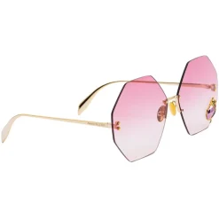 Alexander McQueen - Beetle Jeweled Hexagonal Sunglasses - Gold Red - Alexander McQueen Eyewear - Avvenice