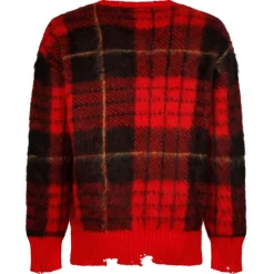 Alexander McQueen - Check Red Mohair Jumper Knitwear - Red Black Yellow - Alexander McQueen Exclusive Luxury Collection - Avvenice