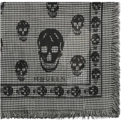 Alexander McQueen - Grey Skull Print Scarf - Black Ivory - Alexander McQueen Exclusive Luxury Collection - Avvenice