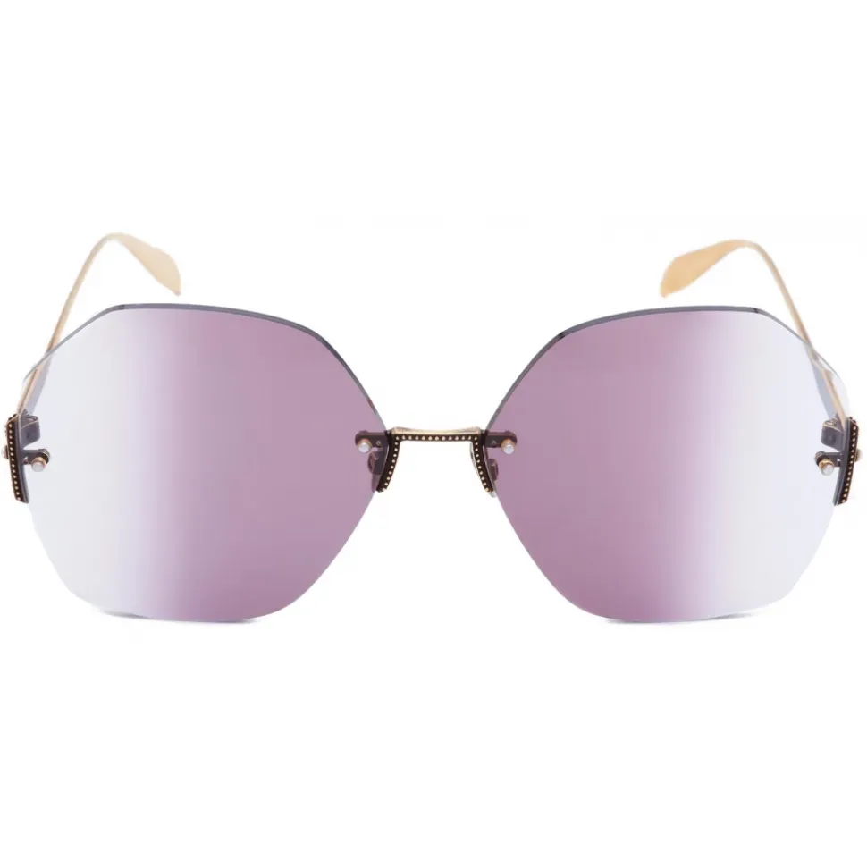 Alexander McQueen - Hexagonal Jewel Sunglasses - Gold Violet - Alexander McQueen Eyewear - Avvenice
