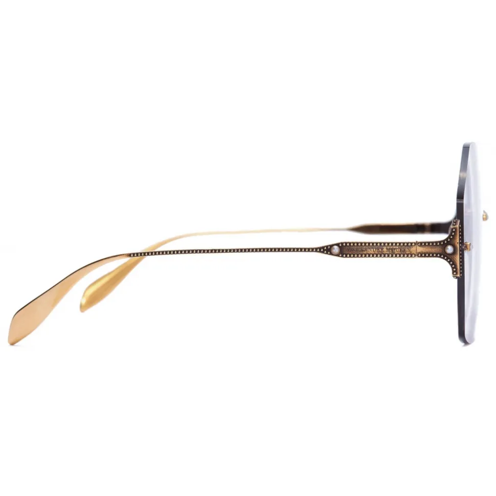 Alexander McQueen - Hexagonal Jewel Sunglasses - Gold Violet - Alexander McQueen Eyewear - Avvenice