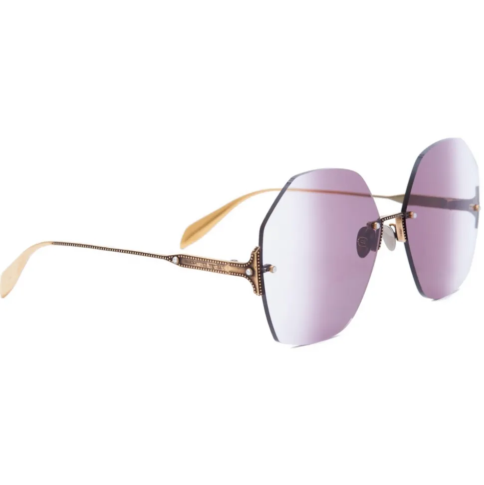 Alexander McQueen - Hexagonal Jewel Sunglasses - Gold Violet - Alexander McQueen Eyewear - Avvenice