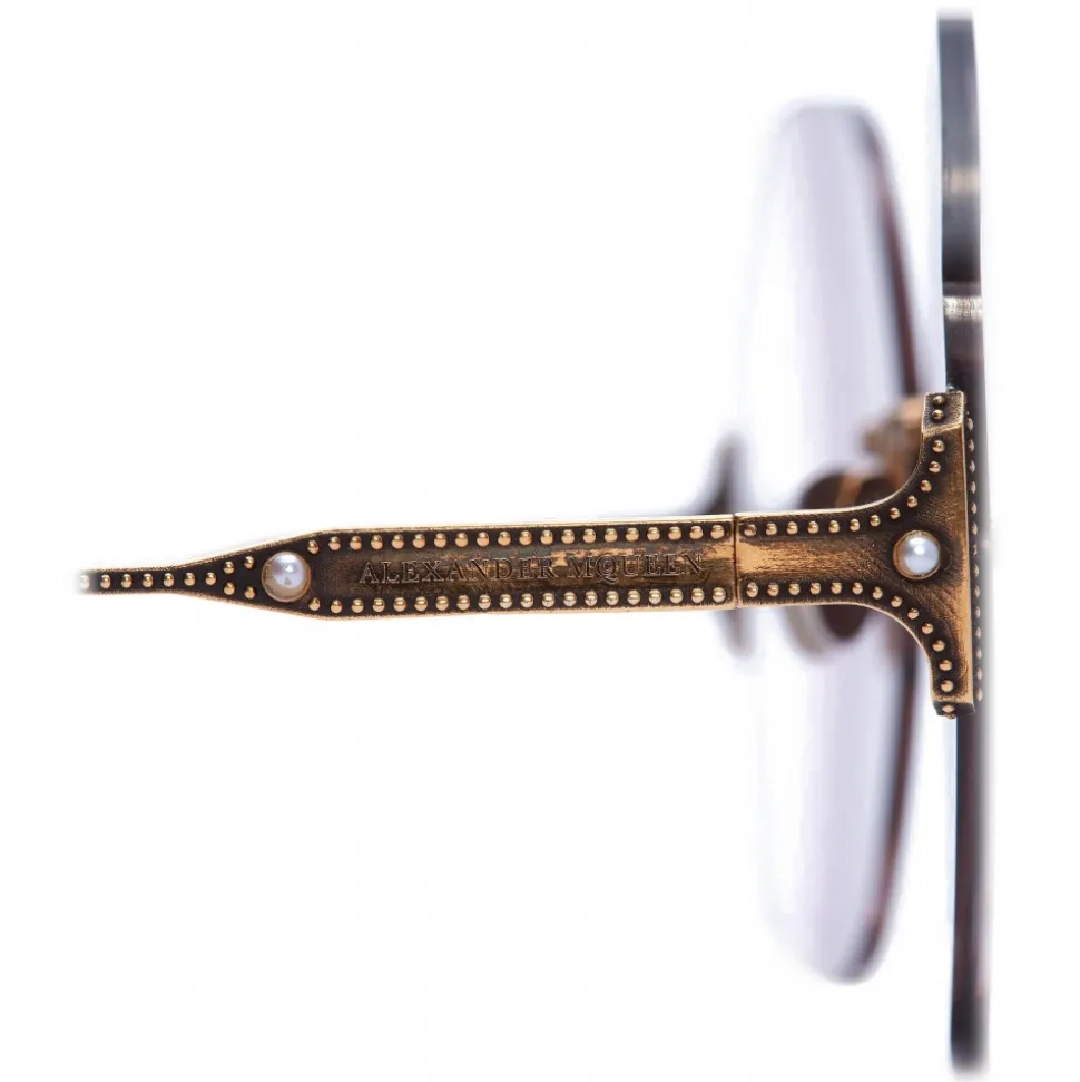 Alexander McQueen - Hexagonal Jewel Sunglasses - Gold Violet - Alexander McQueen Eyewear - Avvenice