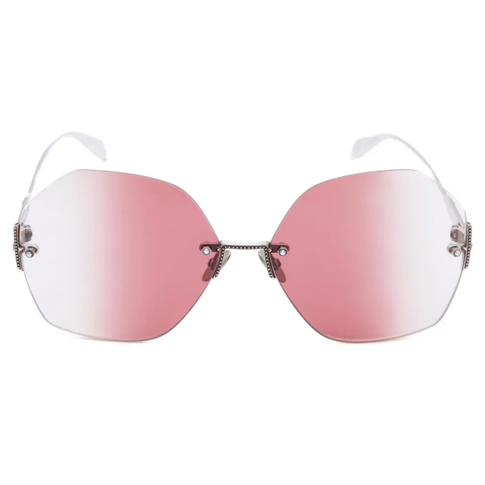 Alexander McQueen - Jeweled Hexagonal Sunglasses - Silver Red - Alexander McQueen Eyewear - Avvenice
