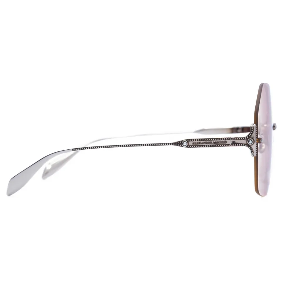 Alexander McQueen - Jeweled Hexagonal Sunglasses - Silver Red - Alexander McQueen Eyewear - Avvenice